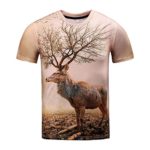 TOOPOOT Unisex 2018 New 3D Printing Deer T-Shirt Hipster Clothing (Size: M, Brown)