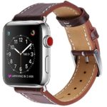 For Apple Watch Band, 42mm Marge Plus Genuine Leather iwatch Strap Replacement Band with Stainless Metal Clasp for Apple Watch Series 3 Series 2 Series 1 Sport and Edition, Dark Brown