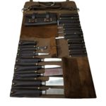 Lightweight Genuine Premium Leather 16 Slots Dark Brown Chef Knife Bag/Chef Knife Roll