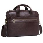 Contacts Genuine Leather 14″ Mens Messenger Shoulder Bag Laptop Briefcase Dark Brown