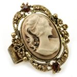 Light Brown Cameo Ring Adjustable Size Band Women Lady Fashion Jewelry