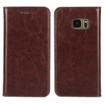 Galaxy S7 Wallet Case, Jaorty Genuine Leather Folio Flip Case Cover Book Design with Kickstand Feature with Card Slots/Cash Compartment for Samsung Galaxy S7 (5.1″) – Dark Brown
