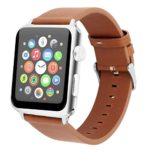 For Apple Watch Band Genuine Leather iWatch Replacement Sports Watchbands with Stainless Metal Clasp Strap for Apple Watch Series 3 Series 2 Series 1(Light Brown 38mm)