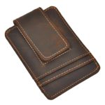 Le’aokuu Mens Genuine Leather Cowhide Magnet Money Clip Credit Case Case Holder Slim Wallet