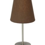 Simple Designs LT2013-BWN Sand Nickel Mini Basic Table Lamp with Fabric Shade, Brown