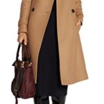 Women’s Classic Camel Double Breasted Lapel Thick Full Length Wool Coat With Belt M