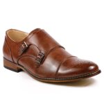 Metrocharm MC100 Men’s Perforated Cap Toe Double Monk Strap Dress Shoes