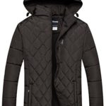 Wantdo Men’s Hooded Puffer Coat Warm Windbreaker Outdoor Diamond Quilting Jacket Dark Coffee Large