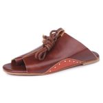 GBSELL Fashion Women Summer Rubber Leather Flat Roman Straps Wedges Shoes Sandals (Brown, 9)