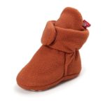 QGAKAGO Baby Girls or Boys Fleece Booties – Organic Cotton Lining and Soft Sole Prewalker Pull-On Shoes (M: 4.73 Inch(6~12 Months), Light Brown)