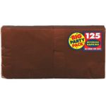 Amscan Big Party Pack 125 Count Beverage Napkins, Chocolate Brown