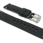 20mm to 24mm, Vintage Watch Band Strap, Genuine Leather, Black, Brown, Tan & Blue, White Stitch, Stainless Buckle