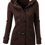 Women’s Winter Casual Outdoor Warm Hooded Pea Coat Jacket size Large (COFFEE)