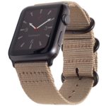 Apple Watch Band NYLON 42mm TAN NATO iWatch Band- Durable Light Brown Straps with GRAY Steel Adapters & Buckle Clasp for 42 mm Apple Watch Series 1, 2, New Series 3, Edition Sport Nike, by Carterjett