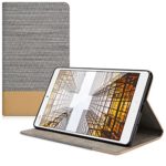 kwmobile Elegant canvas synthetic leather case for Huawei MediaPad M3 8.4 in light grey brown with convenient STAND FEATURE