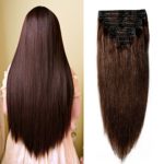 Double Weft 100% Remy Human Hair Clip in Extensions #2 Dark Brown 10”-22” Grade 7A Quality Full Head Thick Long Short Straight 8pcs 18clips for Women Fashion 12″ / 12 inch 110g