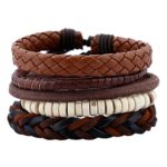 Leather Bracelet for Men Wrist Band Brown Rope Bracelet Bangle DALARAN