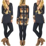 New Style O-neck Blouse,ZYooh Fashion Women Plaid Patchwork Long Sleeve Buttons Blouse Pullover Tops (Dark Gray, S)