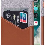 iPhone 8 Case, iPhone 7 Case, Lopie [Sea Island Cotton Series] Fabric Slim Fit Hard Back Case Wallet Cover with Genuine Leather Credit Card Holder Slot Design for iPhone 7/8 – Light Brown