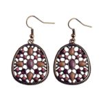 Lureme Fashion Beads Jewelry Hollow Style Oval Shaped Dangle Earrings for Women and Girls (02003105-parent) (Brown)