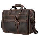 Polare Men’s 17″ Full Grain Leather Messenger Bag for Laptop Briefcase Tote