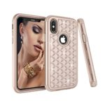 iPhone X Case, SUMOON 3 in 1 [Studded Rhinestone][Full-Body Protective] [Shockproof]Hard PC+ Soft Silicon Rubber Armor Defender Protective Case Cover for iPhone X 2017 (Gold)