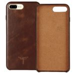 iPhone 7 Plus Case iPhone 8 Plus Case FRIFUN Genuine Leather Hard Back Case Thin Fit Snap Case Excellent Grip for Apple iPhone 7 Plus / 8 Plus 5.5 inch (Dark Brown)