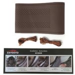 Microfiber Leather Steering Wheel Covers Stitch On Wrap For Car / Truck / SUV – ZATOOTO Universal DIY Hand Sewing 14.5″-15″ B (Brown)