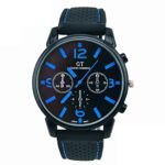 Yuaboz.H 1PC Men Fashion Stainless Steel Sport Quartz Hours Wrist Analog Watch 4 Scale Show on Disc (Blue)