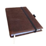Large Refillable Handmade Leather Journal with Pen Loop and Leather Bookmark – 8″ X 5.75″ Moleskin Style Elastic Closure (Crazy Horse Dark Brown)