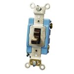 Leviton 1201-2 15 Amp, 120/277 Volt, Toggle Single-Pole AC Quiet Switch, Extra Heavy Duty Grade, Self Grounding, Brown