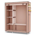 UDEAR Portable Wardrobe Clothes Closet Free-standing Storage Organizer Dark Brown