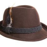 Alpine Holiday Oktoberfest Wool Bavarian Fedora Hat – Brown Color – Size Large (L)