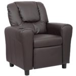 Merax Kids Recliner With Cup Holder Dark Brown PU Leather
