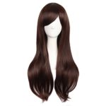 MapofBeauty 28″/70cm Women Side Bangs Long Curly Hair Ends Cosplay Wig(Dark Brown)