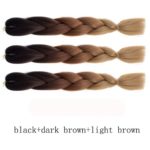 Vicwin-one Multi-Tone Ombre Jumbo Braid Braiding Hair Extension Dreadlocks Reggae HIP-HOP Fiber Wigs (Black+Dark Brown+Light Brown)