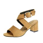 Ikevan Summer Women Fish Mouth High Heels Wedge Thick with Sandals Buckle Slope Sandals(Breathable,Massage,Lightweight,Soft) (Brown, US:7)