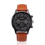 Auwer Luxury Watch, Mens Retro Design Leather Band Analog Alloy Quartz Wrist Watch Clock (Brown)