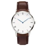 Retro Design Ultra-thin Artificial Leather Band Watches(Silver&Brown)