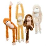 Fuzzy Friends 1 Each Burnt Orange, Blonde, Cream and Dark Brown Fuzzy Friends Plush Monkey with Velcro Hands Furry Stuffed Animal, Set of 4