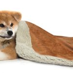 KritterWorld Pet Dog Cat Puppy Kitten Microplush Sherpa Snuggle Blanket for Couch, Car, Trunk, Cage, Kennel, Dog House, 45″ x30″ Dark Brown/Tan
