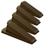 Home Premium Door Stopper, Heavy Duty Rubber Door Stop Wedge, Multi Surface Design (4 Pack, Brown)