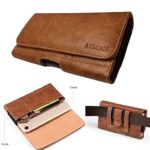 AIScell Pouch For Iphone 8 Plus,7 Plus,6/6S Plus~Brown Leather Wallet Case Card Slot Belt Loop Holster[Fits Iphone w/ Otterbox Commuter/Symmetry/Hybrid Dual Layer Cover] 6.60×3.50×0.60 Inch (BN Wa)