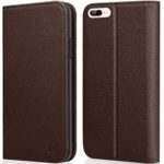 iPhone 8 Plus case iPhone 7 Plus case ZOVER Genuine Leather Case Wallet Cover with Kickstand Feature Card Slots & ID Holder and Magnetic Closure for iPhone 7 Plus iPhone 8 Plus Dark Brown