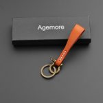 Leather KeyChain Leather Key Ring , Cowhide Smooth Soft Classic Key Chain Fob for Man and Women By Agemore (Light Brown)
