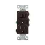 Eaton TR274B 15 Amp 120V 5-15 3-Wire Combination Receptacle & Toggle Switch, Brown