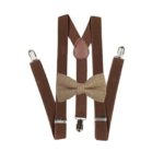 Hemp Bow ties and brown suspenders Set Combo Mens