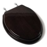 Comfort Seats C1B1E-18CH Designer Solid Wood Toilet Seat with PVD Chrome Hinges, Elongated, Dark Brown