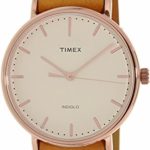 Timex Unisex TW2P91200 Fairfield 41 Brown Leather Slip-Thru Strap Watch