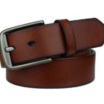 Bullko Men’s Genuine Leather Casual Dress Belt With Classic Buckle